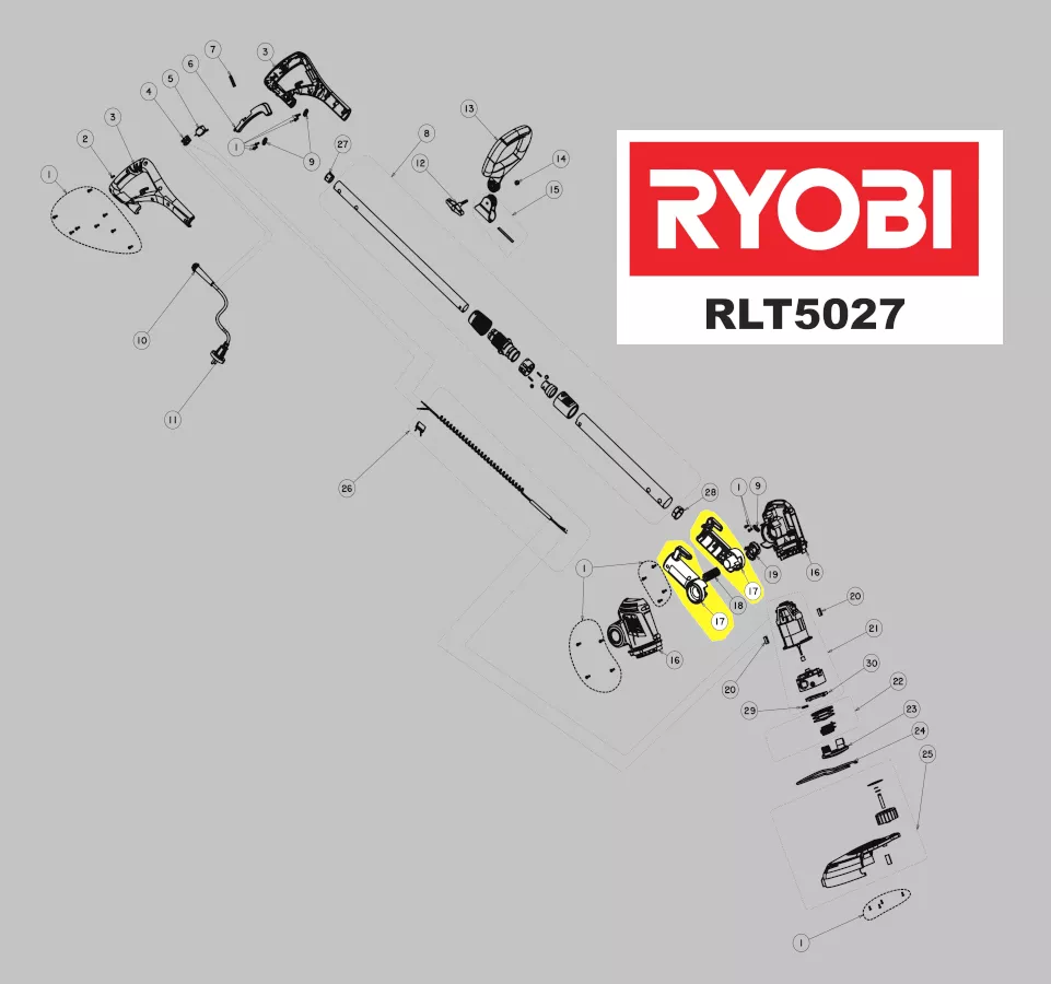 boitier rotule élagueuse Ryobi réf. 5131034882